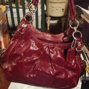 Authentic EUC Coach Madison Crimson Patent Leather Hobo Purse